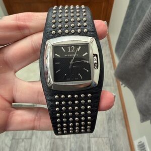 Burberry Black and Silver Studded Timepiece